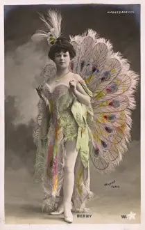 Peacock Prints: French Showgirl wearing an array of amazing feathers