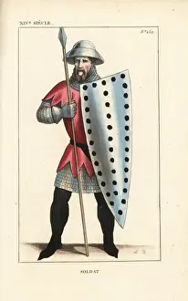 Buckler Prints: French soldier, 14th century