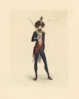 Tricorn Prints: French soldier in uniform, April 1790