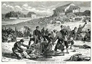 Images Dated 9th April 2019: French Soldiers Cutting Dead Horses Franco Prussian