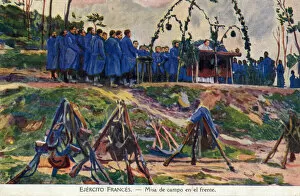 Images Dated 14th February 2018: French soldiers at mass on the Western Front, WW1