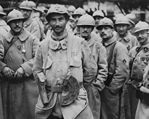 Receive Prints: French soldiers with medals, Western Front, WW1