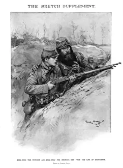 Instruction Prints: French soldiers - an old hand and new recruit by Georges Sco