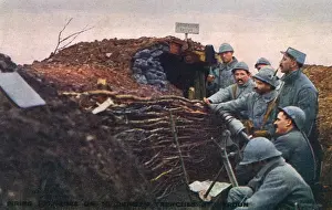 Verdun Prints: French soldiers with small grenade launcher - Verdun, WWI