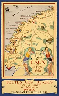Beaches Prints: French travel poster - Le Pays de Caux