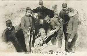 French troops practising using a mortar in Algeria