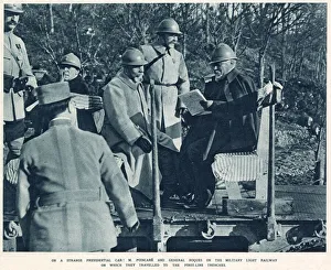 The two French VIP's as they travel on a converted narrow gauge military railway The two French VIP's as they travel on a converted narrow gauge military railway