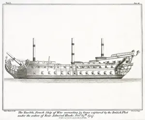 The French warship, Terrible. She was captured by the British in 1747 by Admiral Hawke. Date: circa 1750