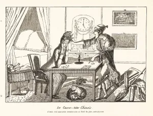 Diversion Prints: French woman addicted to the game of Tangram, 1818