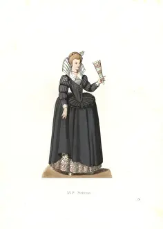 Chevignard Prints: French woman from the reign of King Henry III, 16th century