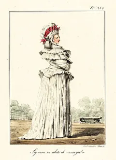 French Woman Prints: French woman in semi-formal costume, late 18th century