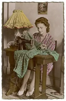 French Woman Sews / Singer