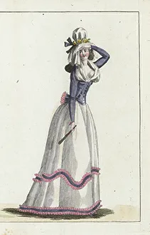 French woman in taffeta pierrot and petticoat, 1790