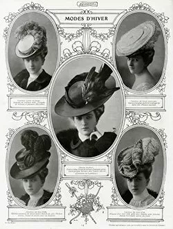 Images Dated 16th March 2016: French woman wearing cartwheel hats 1906