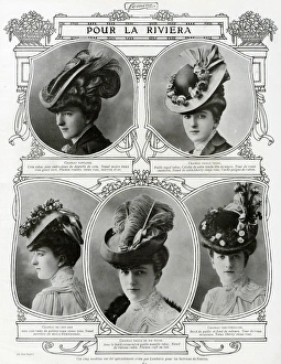 Angled Gallery: French woman wearing cartwheel hats for the Riviera 1906