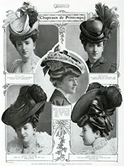 Images Dated 16th March 2016: French woman wearing cartwheel hats for Spring 1906