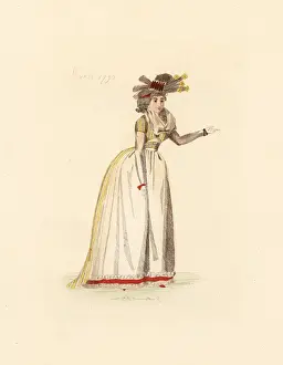 Redingote Prints: French woman wearing the fashion of April 1792