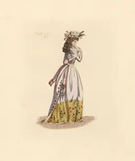 Redingote Prints: French woman wearing the fashion of August 1791