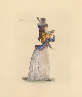 Augusteetienneguillaumot Prints: French woman wearing the fashion of February 1790