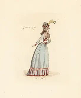 Augusteetienneguillaumot Prints: French woman wearing the fashion of February 1792