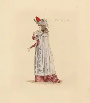 Augusteetienneguillaumot Prints: French woman wearing the fashion of January 1790