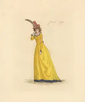 Augusteetienneguillaumot Prints: French woman wearing the fashion of January 1792