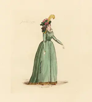 Fichu Prints: French woman wearing the fashion of January 1793