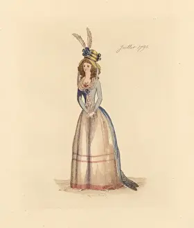 Redingote Prints: French woman wearing the fashion of July 1790