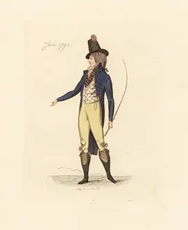 Redingote Prints: French woman wearing the fashion of June 1792