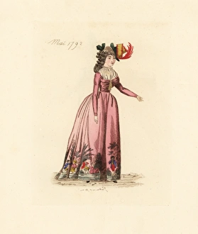 French woman wearing the fashion of May 1792 French woman wearing the fashion of May 1792