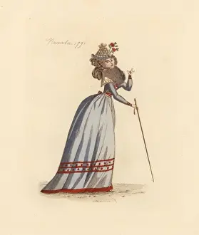 Augusteetienneguillaumot Prints: French woman wearing the fashion of November 1791