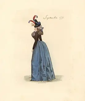 Augusteetienneguillaumot Prints: French woman wearing the fashion of September 1791