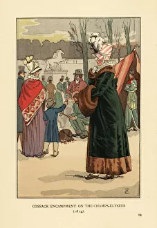Bourbon Gallery: French women visting the Cossack bivouac in Paris, 1814