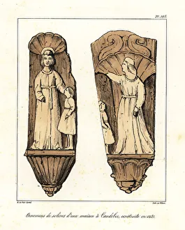 13th Century Prints: French women's and children's costumes, 13th century