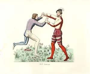 Wrestlers Prints: French wrestlers, 16th century Champion in