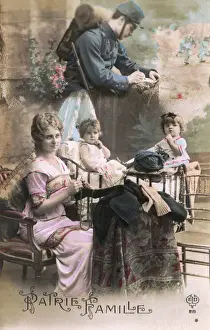 Famille Prints: French WW1 knitting postcard - Patrie Famille