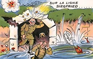 Bump Collection: French WW2 Propaganda postcard - Siegfried Line leaking
