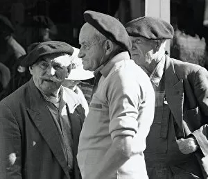 Frenchmen in berets, Sarlat, Dordogne, France