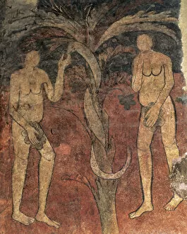 Romanesque Collection: Fresco of Adam and Eve. Barbera del Valles. Catalonia. Spain