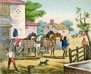 1830 Collection: Fresh horses for a stagecoach