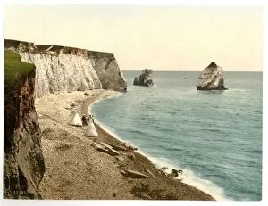 Wight Gallery: Freshwater Bay Arch and Stag Rocks, Isle of Wight, England