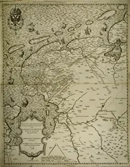 1558 Prints: Friesland. Map of North of Netherlands