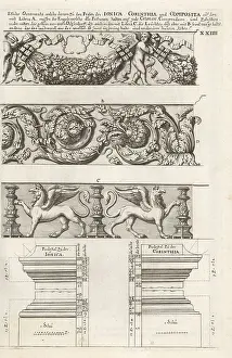 Festoons Prints: Frieze ornaments and pedestals in various architectural orders