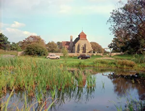 Friston Church and pond, near East Dean
