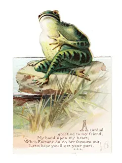 Frog on a cutout Christmas card