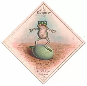 Eggshell Gallery: Frog and egg on a Christmas card