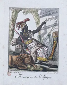 1792 Prints: Frontispice de l Afrique. Engraving of the Encyclopedie