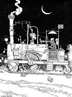 Crescent Prints: Frontispiece design, Railway Ribaldry by W Heath Robinson