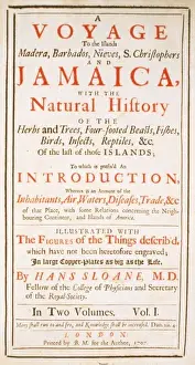 Sloane Prints: Frontispiece of Sir Hans Sloanes voyage of Jamaica