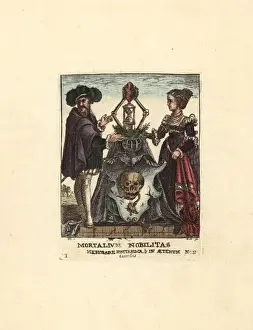 Frontispiece with skull, hourglass and sacred heart